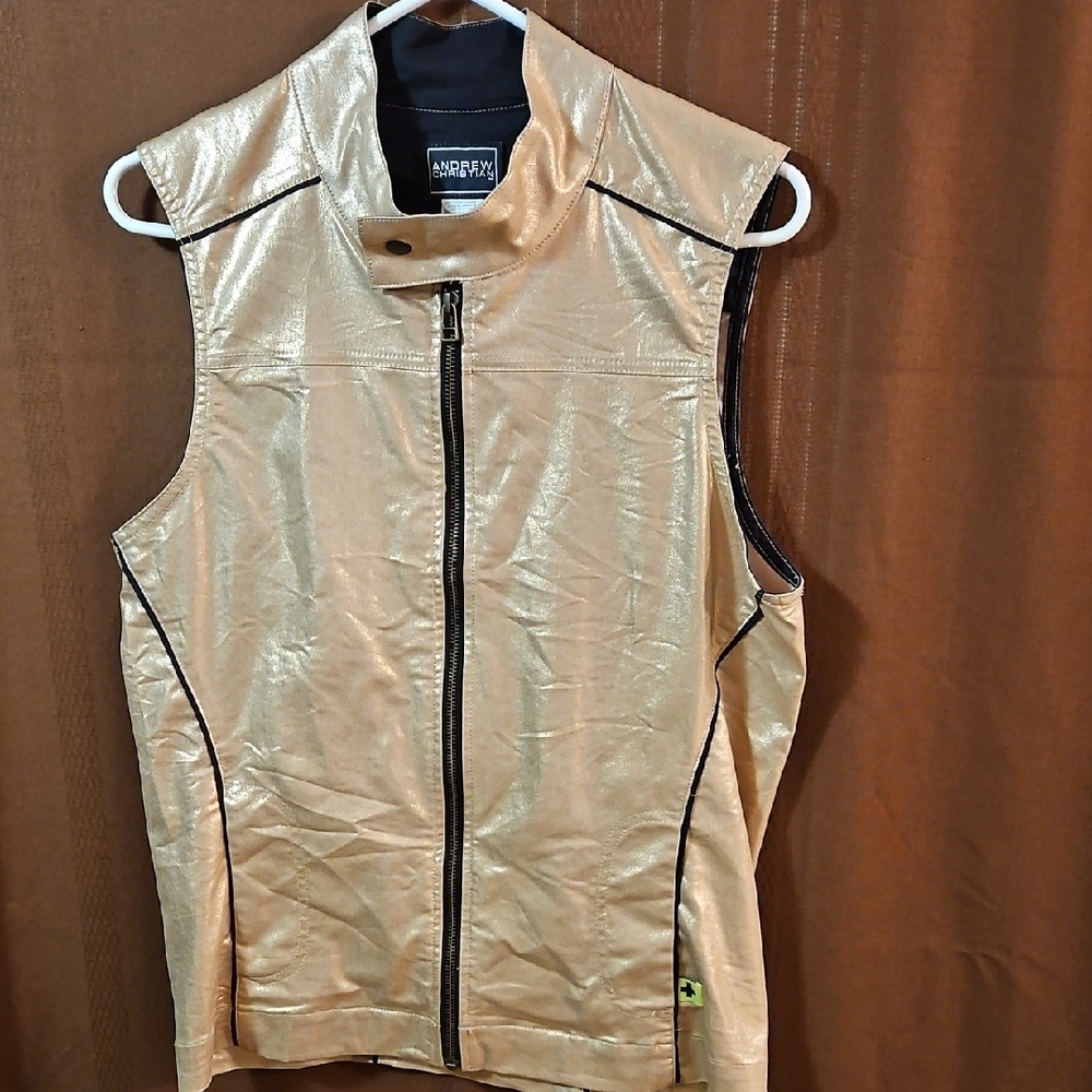 Andrew Christian Metallic Gold Vest with Black Trim